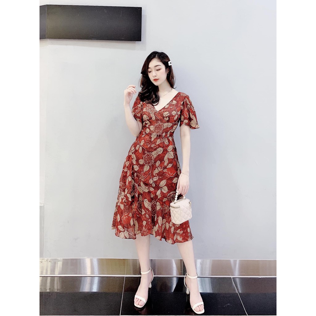 VÁY VOAN XÒE LÁ ĐỎ 2 LỚP | BigBuy360 - bigbuy360.vn