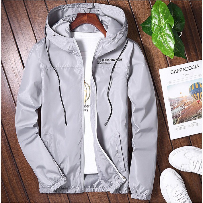 Áo Khoác Dù #Áo Khoác Dù Nam Phối Nón Nắng Động Cao Cấp-AKDM02 (Xám)SP Bảo Hành _AD