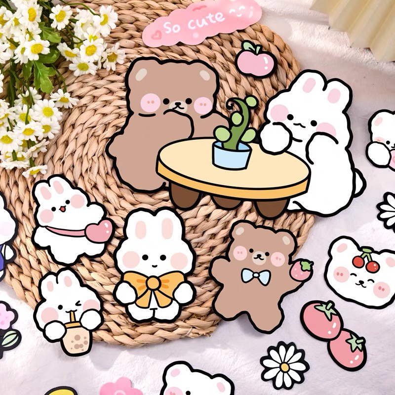 Mua Sticker cỡ lớn kiểu cute cô bé gấu con anime hoạt hình đáng yêu dán ...
