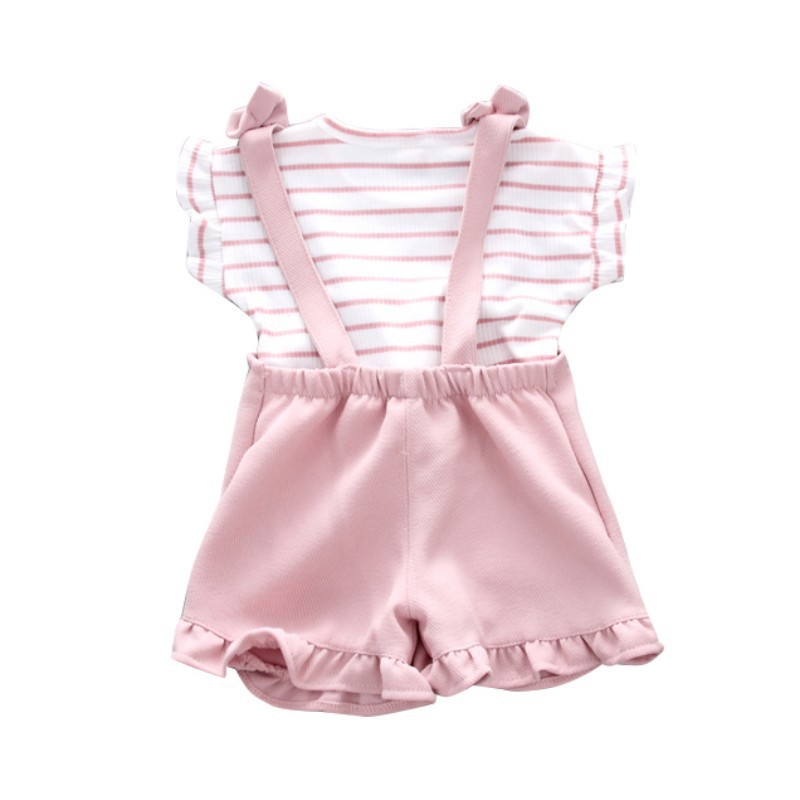 Set áo thun tay ngắn &amp; quần short yếm cho bé gái