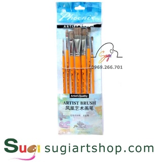 Bộ cọ đầu bằng Phoenix 8800, 7 cây đầu bằng, cọ lông sóc [ Sugi art shop]