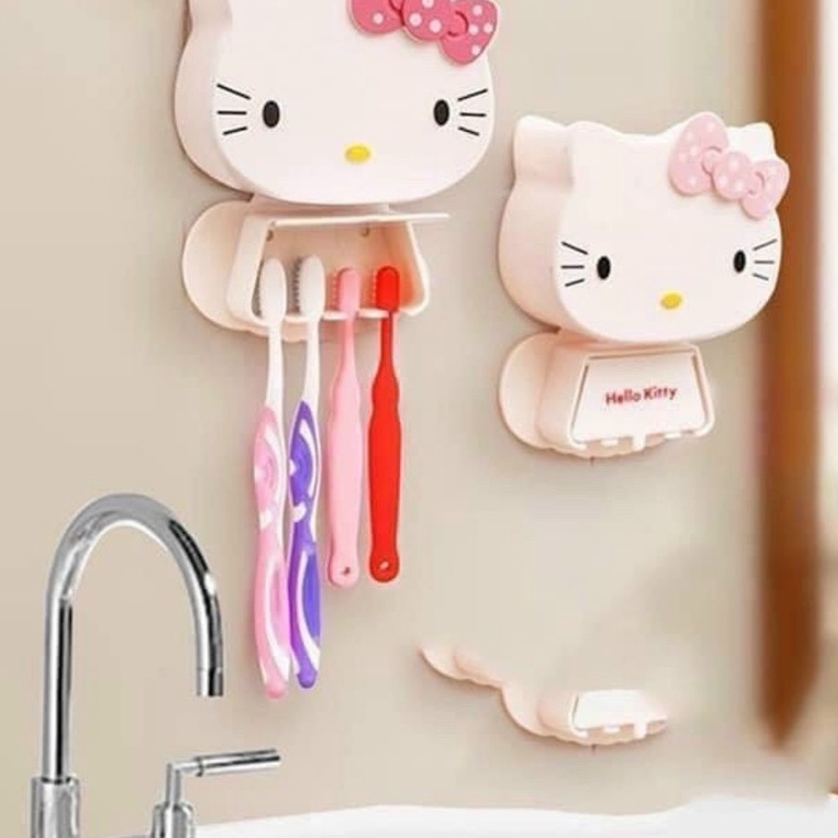 Hộp Đựng Bàn Chải - Giá Kệ đựng bàn chải đánh răng Hello Kitty dán tường trong nhà tắm T2 - GIADUNGHANOI39