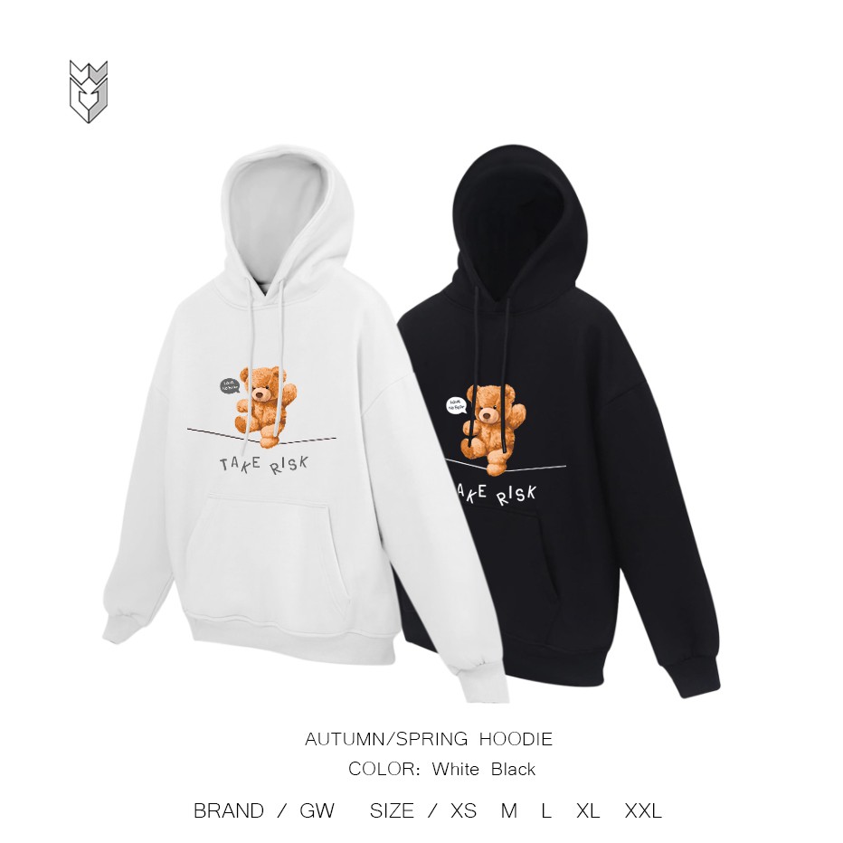 Áo Hoodie dài tay form rộng Gấu (take risk) Unisex nam nữ - GW Shop