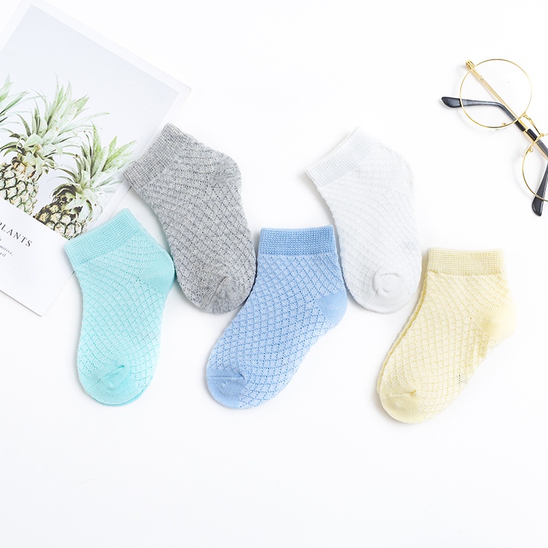 Vớ cotton Mềm Mại Phối Lưới Thoáng Khí Nhanh Khô Cho Bé Trai &amp; Gái 0-7 Tuổi