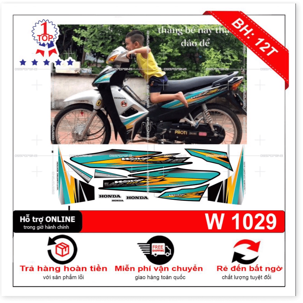 ( Quí khách vui lòng mang ra tiệm cho thợ dán ) Tem wave S 2017 xanh đen