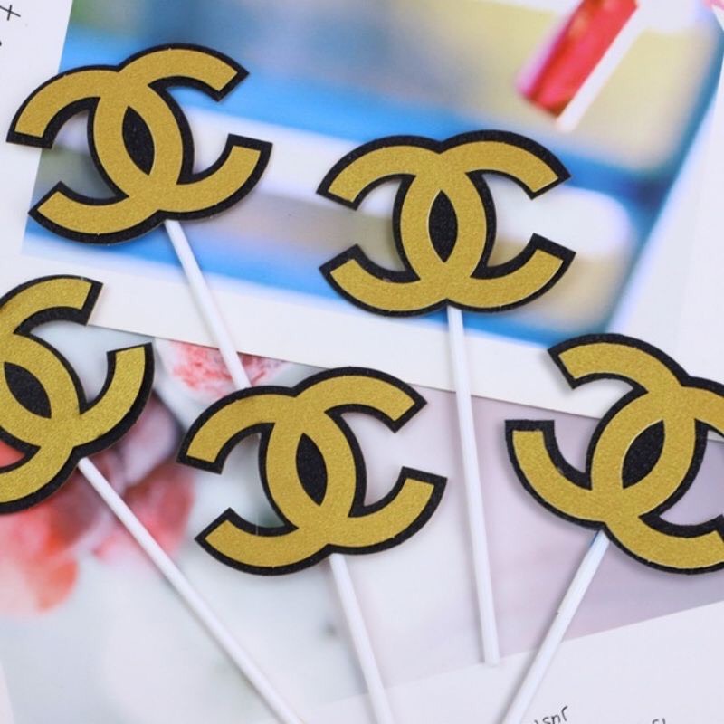 Set que cắm trang trí bánh kem, bánh sinh nhật mô hình túi xách LV Chanel