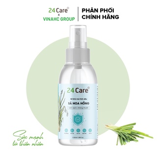 Xịt Phòng Tinh Dầu Sả Hoa Hồng Hữu Cơ Organic 24Care 50ML - Kháng khuẩn - Khử mùi hôi - Đuổi muỗi, côn trùng - Thơm tho