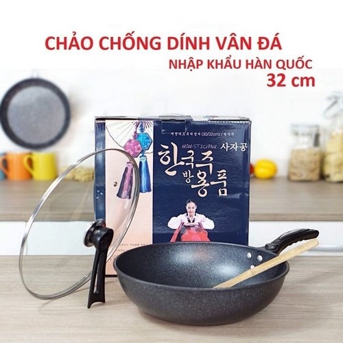 Chảo chống dính vân đá Hàn Quốc dùng được mọi loại bếp 32cm