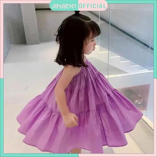 Váy đầm cho bé gái dáng baby doll 2 dây chất thô đũi tím điệu đà xinh xắn cho bé yêu JIMADO AA1828