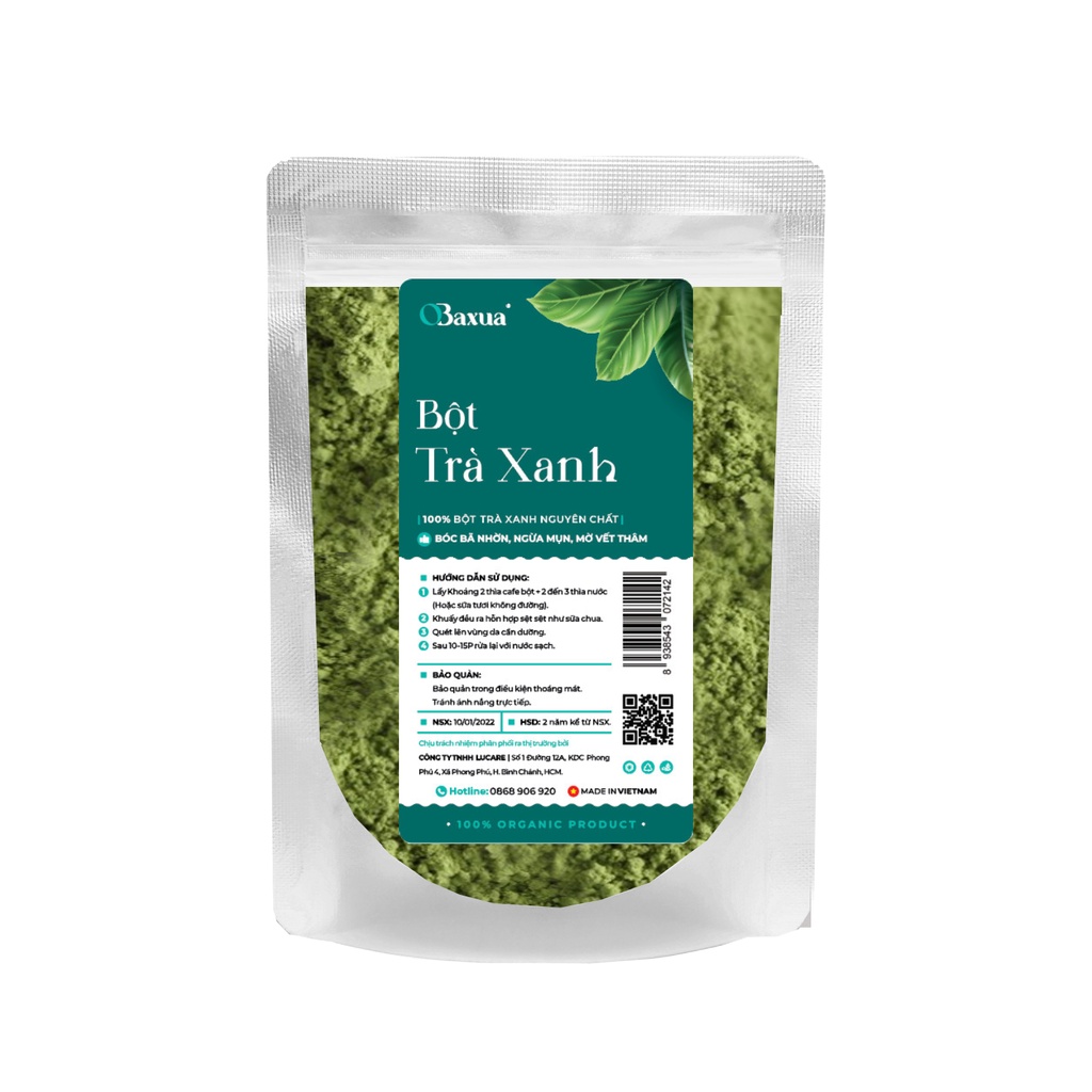 Bột Trà Xanh hữu cơ đắp mặt OBAXUA nguyên chất | Green tea powder 100% Organic