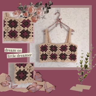 Áo croptop 2 dây len móc vintage boho handmade