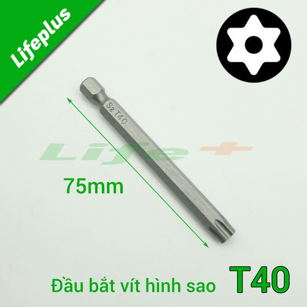 Đầu bắt vít hình sao 75mm chuôi lục