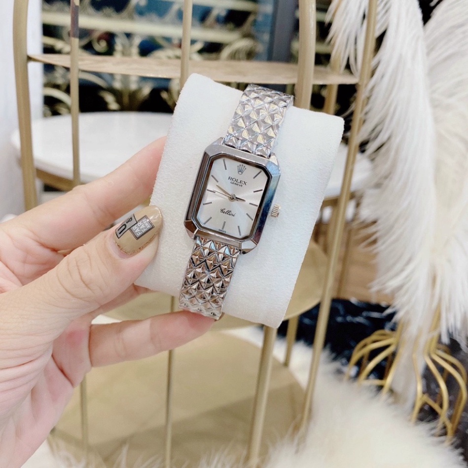 Đồng hồ nữ đẹp Rolex dây thép không gỉ đính đá sang trọng dây kim loại bảo hành 12 tháng