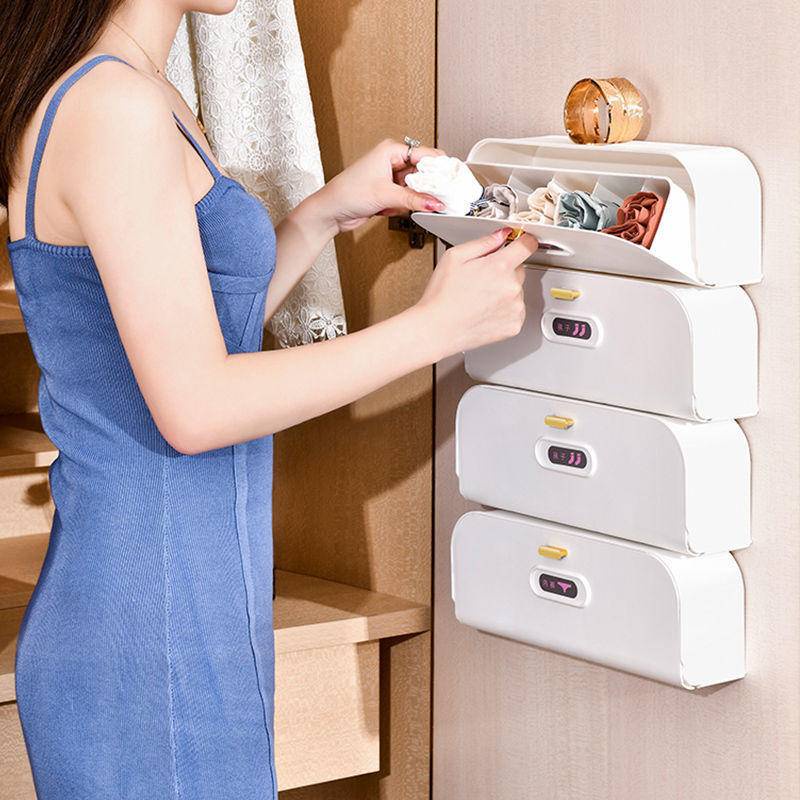 Hộp Đựng Đồ Lót Dạng Ngăn Kéo Gắn Tường Tiện Lợi Tủ quần áo không có lỗ