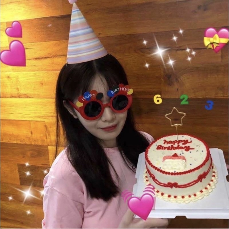 Kính happy birthday phụ kiện chụp ảnh kute dễ thương