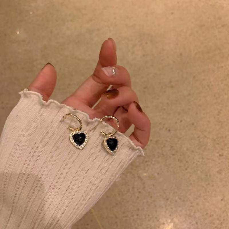 IF ME Bộ Trang Sức Gồm Vòng cổ Và Đôi Bông Tai Mặt Trái Tim Đính Đá Thời Trang Cho Nữ