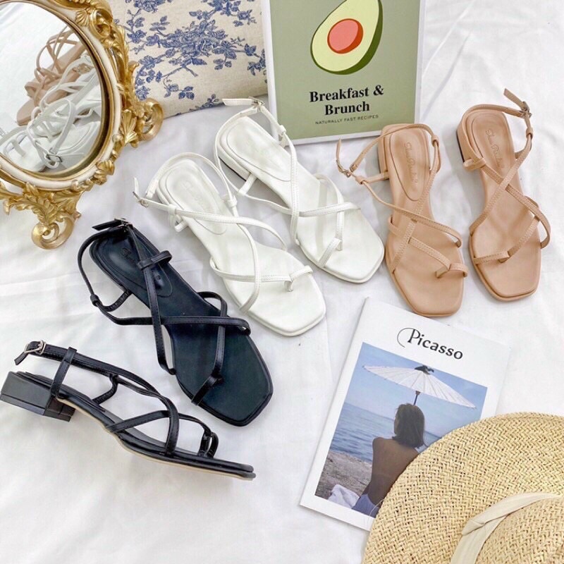 Sandal bệt nữ dây chéo đi biển đi chơi qua cài 2cm G44