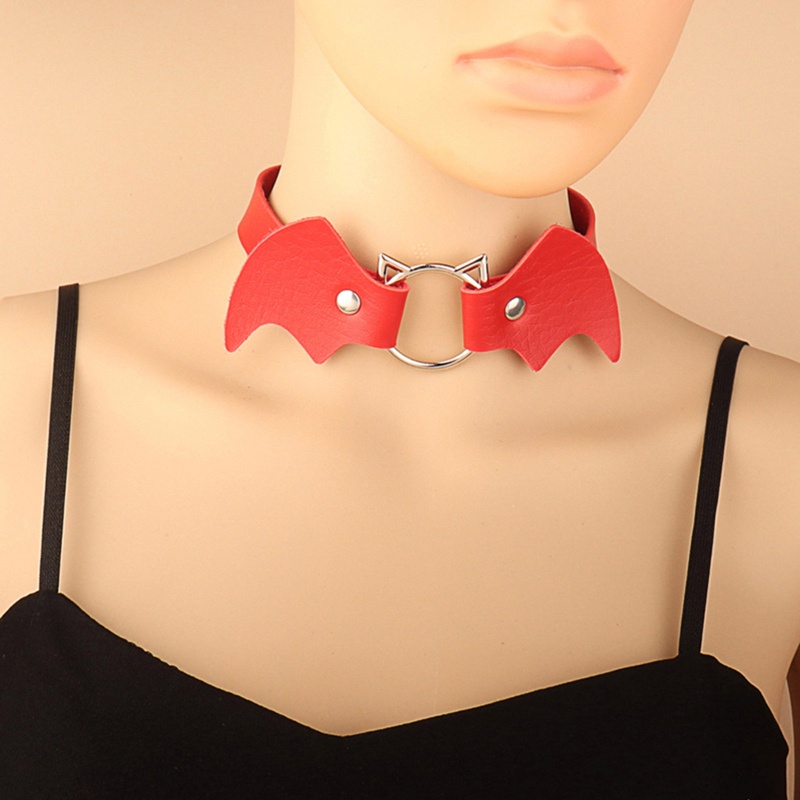 Vòng Cổ Choker Bằng Da Hình Dơi Phong Cách Gothic Punk Dành Cho Dịp Halloween / Giáng Sinh