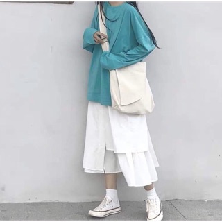 Chân váy xếp tầng Ulzzang ( Áo + Váy+ túi)