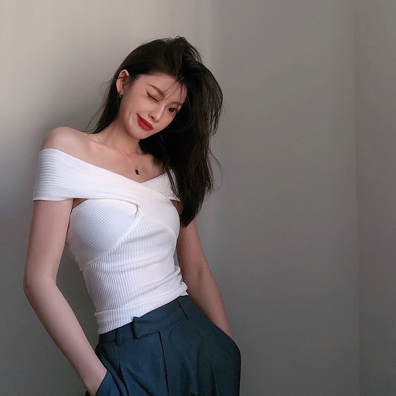 QKOOLE Áo dệt kim  ôm dáng phong cách Hàn Quốc dành cho nữ