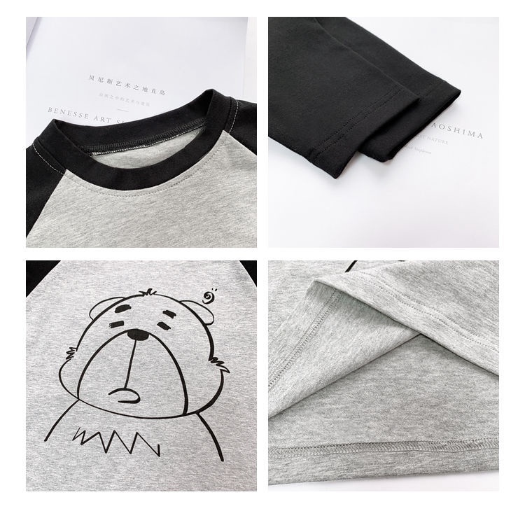 Áo Thun Dài Tay Phối Màu Tương Phản Thời Trang Cho Bé Trai