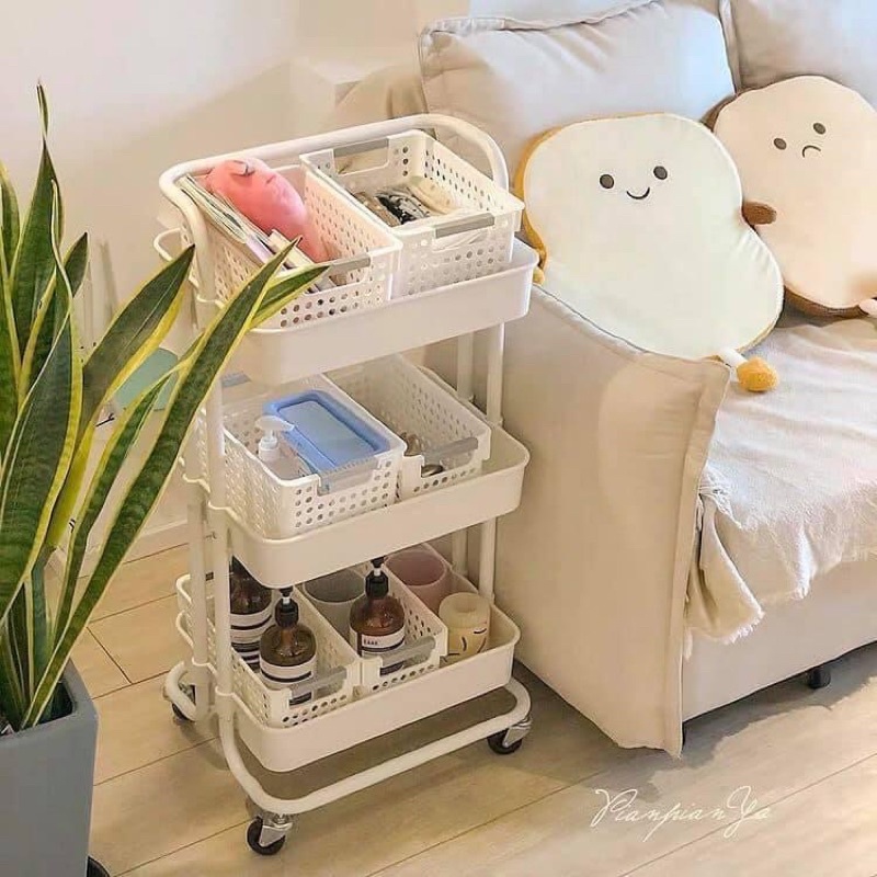 XE ĐẨY/ KỆ TẦNG SPA ĐA NĂNG DECOR ĐỒ CHO BÉ, TẢ BỈM, PHỤ KIỆN, QUAY TIKTOK, PHÒNG NGỦ, NHÀ TẮM, BẾP