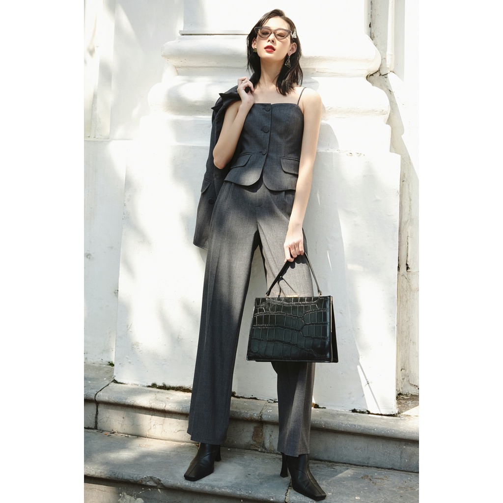 Set áo blazer, áo gile và quần suông xám HUONG BOUTIQUE HBVEST148