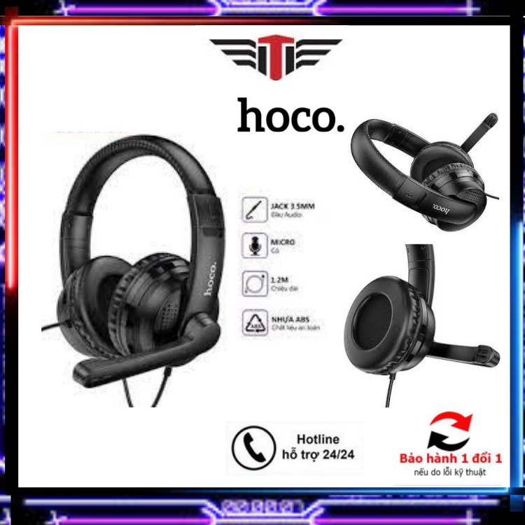 ⚡Tai Nghe Headphone Chụp Tai Chơi Game Có Dây⚡  Hoco W103 Jack 3.5mm, Tương Thích Nhiều Thiết Bị Bảo Hành 6 Thang