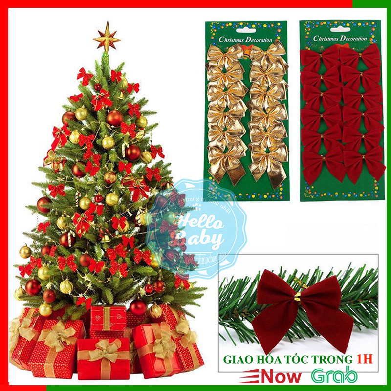 Vì 12 nơ trang trí Noel, trang trí cây thông