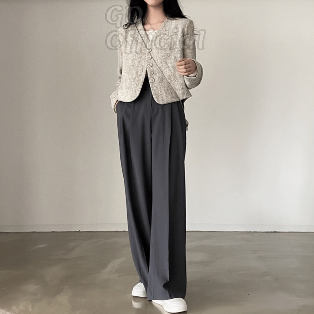 K14|Áo khoác blazer dáng ngắn cá tính cho nữ dài tay công sở thanh lịch gd_order