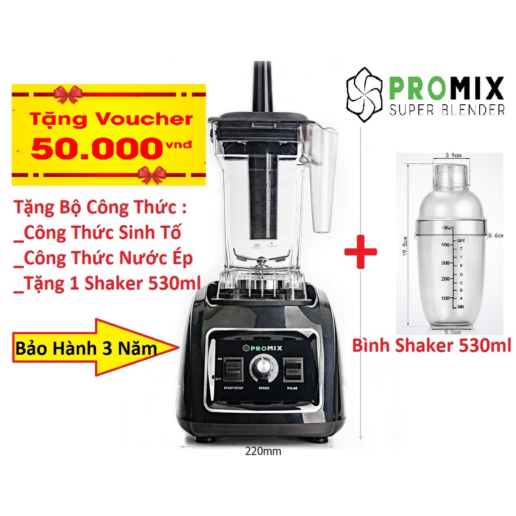 [ Bảo Hành 3 Năm] Máy xay sinh tố công nghiệp PROMIX, xay đá chuyên dụng PROMIX PM 819B + Tặng Shaker 530ml cao cấp