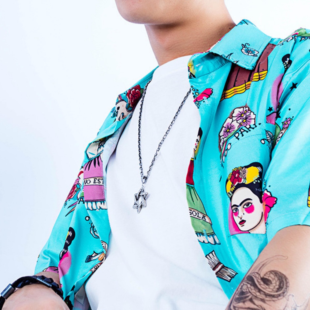 Dây chuyền nam nữ LETIS DC09 ngôi sao 6 cánh kiểu 2 thép titan màu bạc, vòng cổ phong cách hiphop cá tính không gỉ