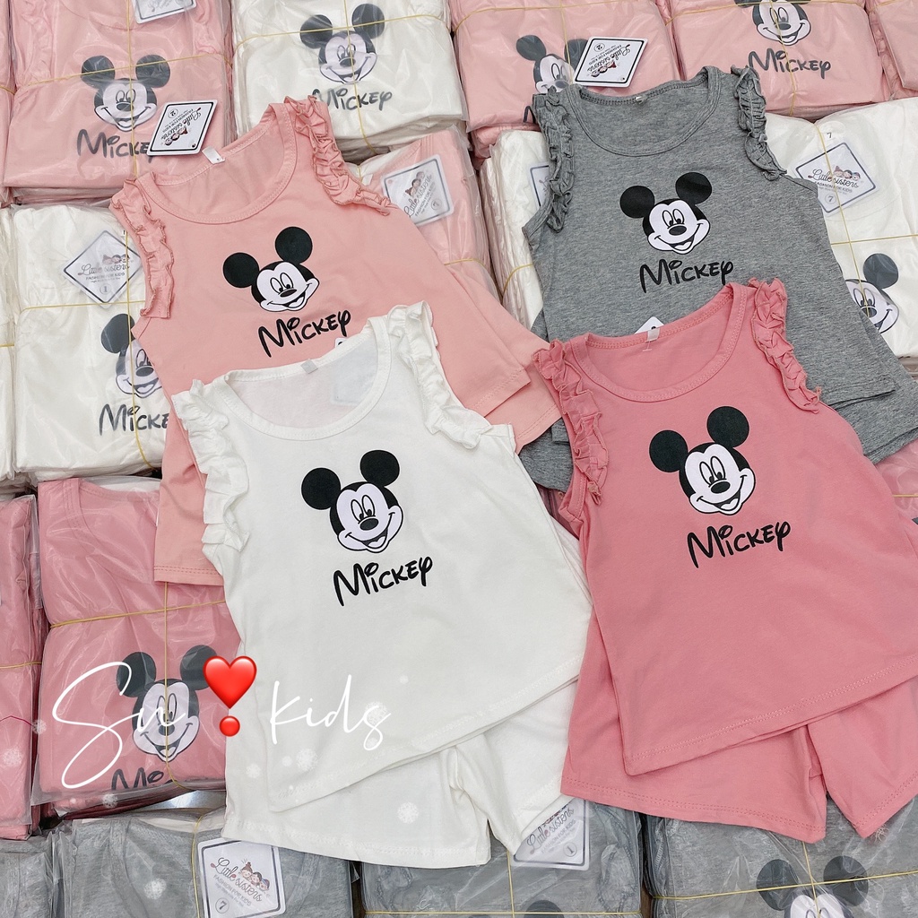 Bộ mickey bèo vai bé gái