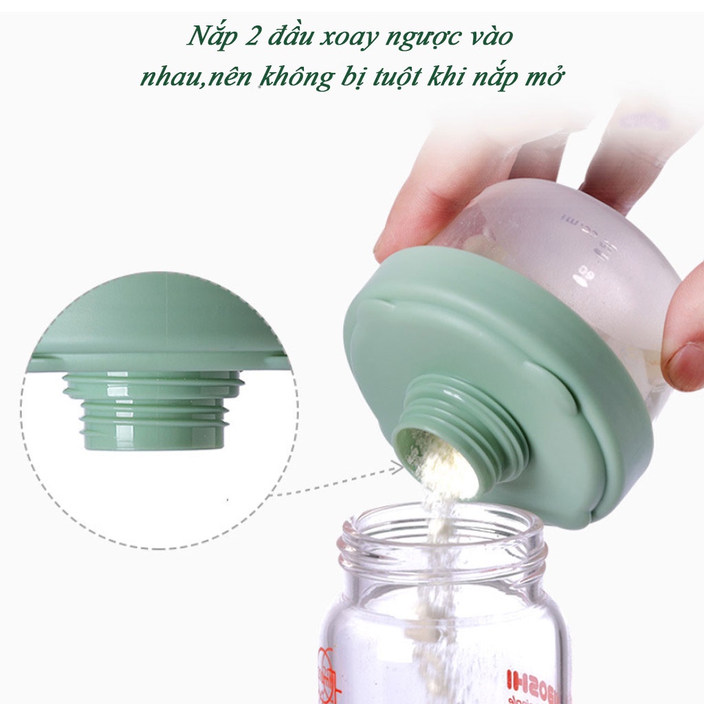 Hộp chia sữa,hộp đựng sữa bột 3 ngăn có quai đeo,dung tích 360ml chất liệu nhựa ABS