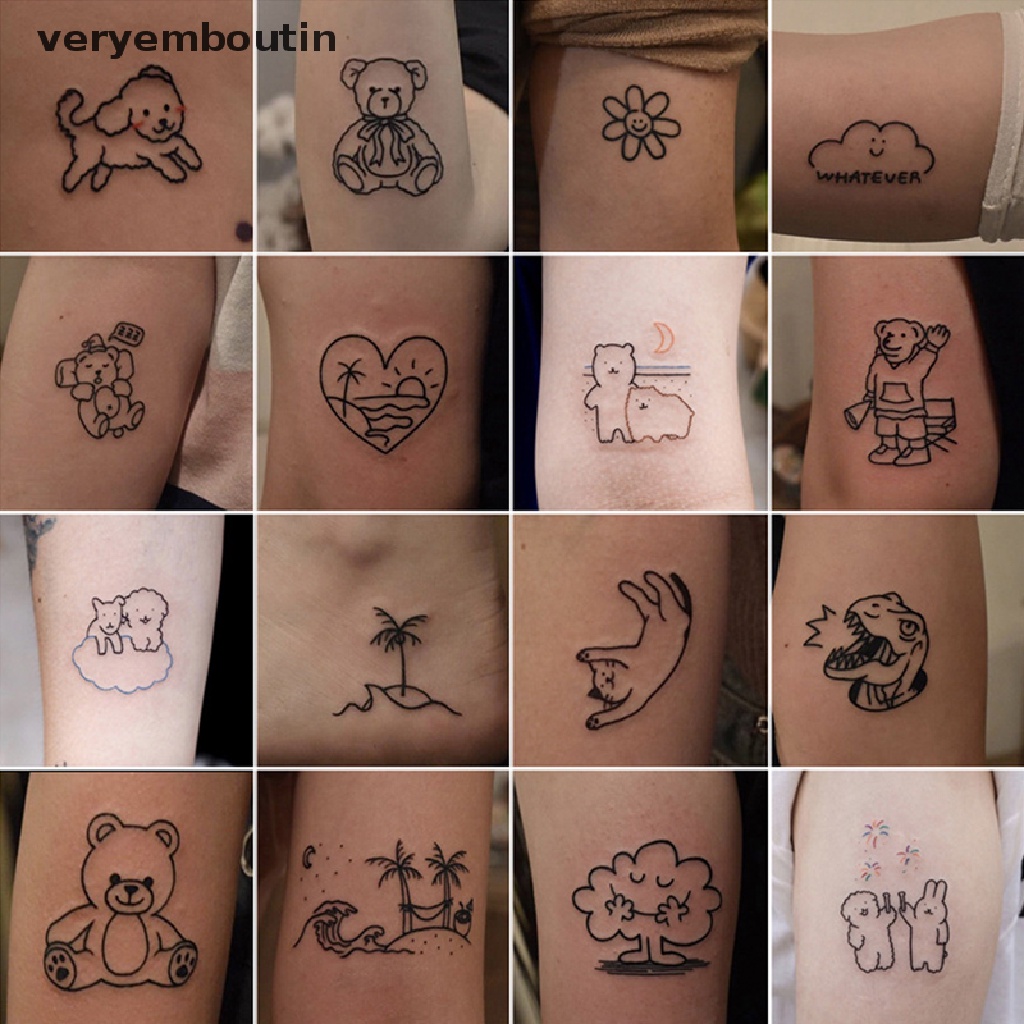 Set 45 Tấm Hình Xăm Tạm Thời Họa Tiết Dễ Thương