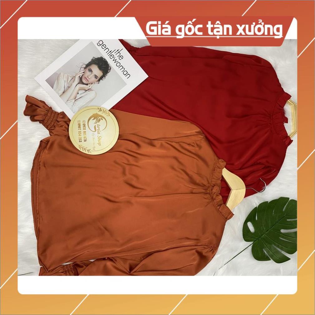 [Chất lượng số 1] Áo Sơ Mi Nữ Gloria Shop, Áo Kiểu Nữ nhún cổ,tay chất lụa satin mềm không nhăn dáng suông thoáng mát | BigBuy360 - bigbuy360.vn