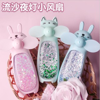 Quạt Cầm Tay - Quạt Cầm Tay Hình Thú Kim Tuyến Siêu Dễ Thương Có Led, Quạt Cầm Tay Có Led Siêu Mát