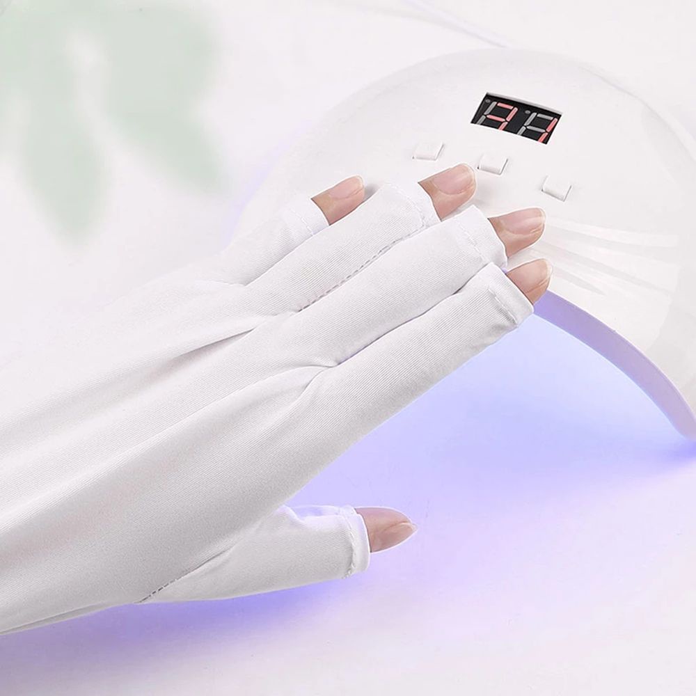 [Hàng mới về] Cặp Găng Tay Hở Ngón Hơ Móng Đèn Led Uv Chống Bức Xạ Nhiều Màu Chuyên Nghiệp Cho Nữ