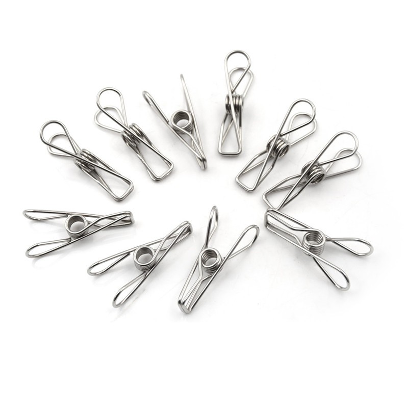 10Pcs Metal Clothes Pegs Stainless Steel Washing Line Hanger Photos Clip