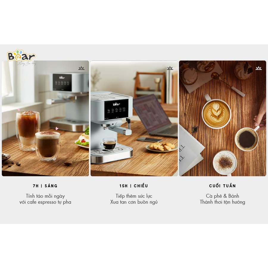 Máy pha cà phê gia đình tự động Bear KFJ-A15L1 (CF-B15V1) sử dụng văn phòng nhỏ gon pha espresso latte cappuccino machia