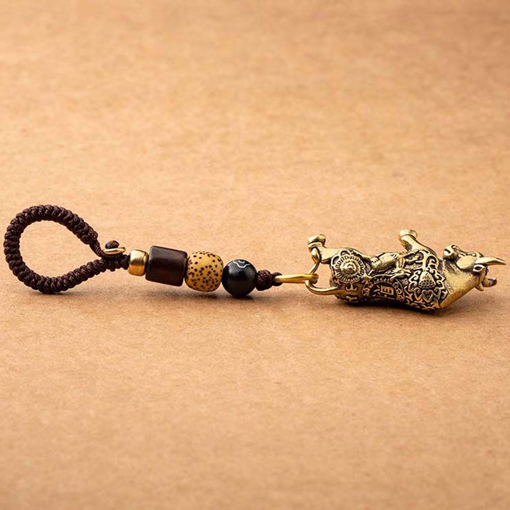 Móc khoá kim ngưu bằng đồng thau phong cách cổ điển thời trang