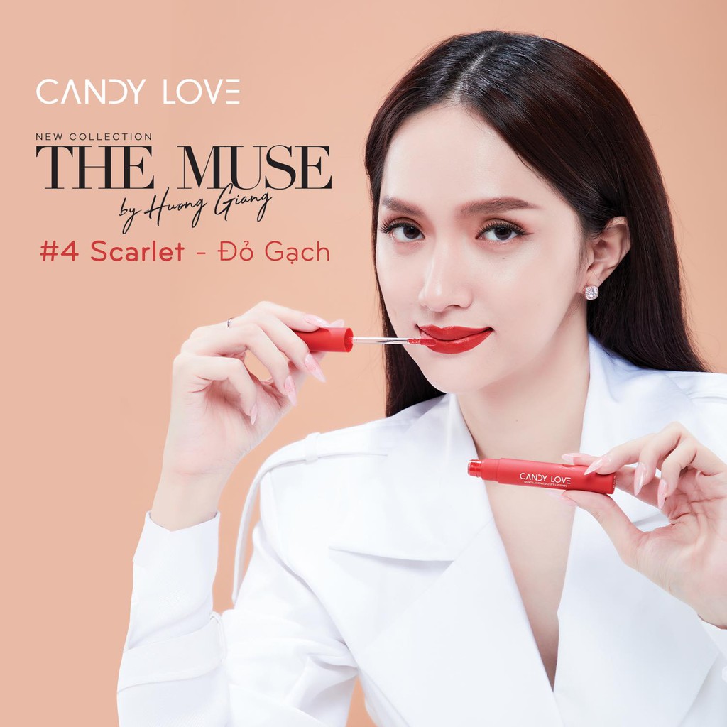 Son môi kem lì lâu trôi Hàn Quốc - Candy Love - Màu 04 ĐỎ GẠCH cực xinh