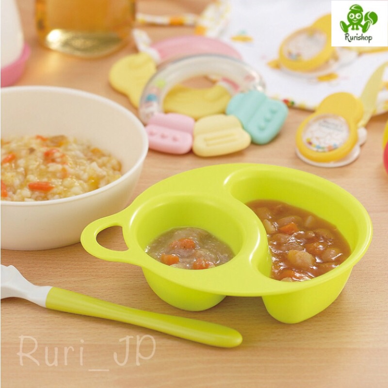 Bát/khay/chén ăn dặm cho bé 2 trong 1_hiệu Inomata Nhật Bản_chia ngăn