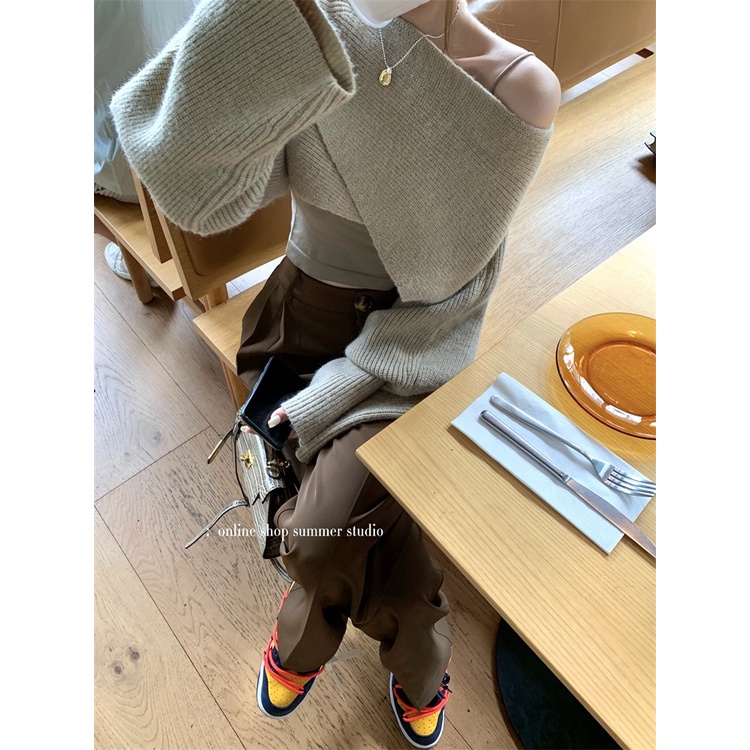 Áo croptop Xiaozhainv trễ vai phong cách Hàn Quốc quyến rũ cho nữ