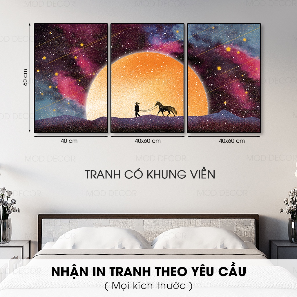 Tranh treo tường phòng ngủ, Tranh decor phòng ngủ chất liệu canvas có khung cao cấp, màu sắc nhẹ nhàng | MOD