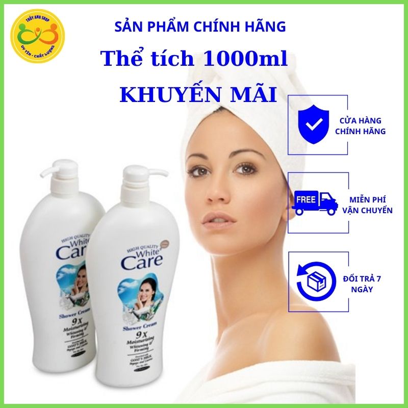 Sữa Tắm Dê White Care 9X 1200ml TA18 Sáng Mịn Hơn, Quyến Rũ HơnChai 1200ml -Chính Hãng