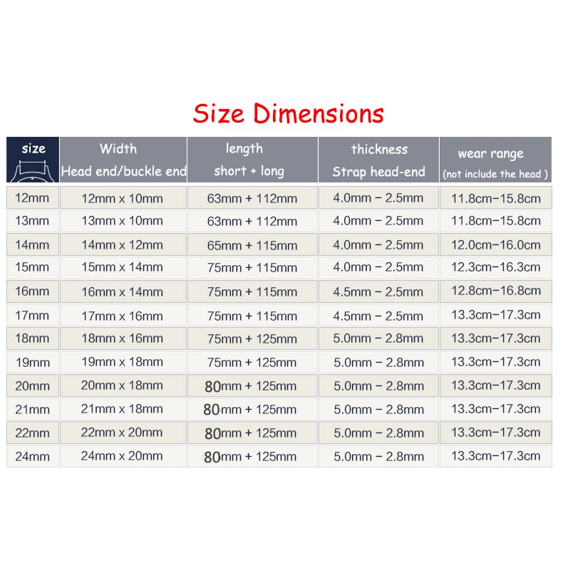 Dây Da Đồng Hồ Đeo Tay 12mm/14mm/16mm/18mm/20mm/22mm