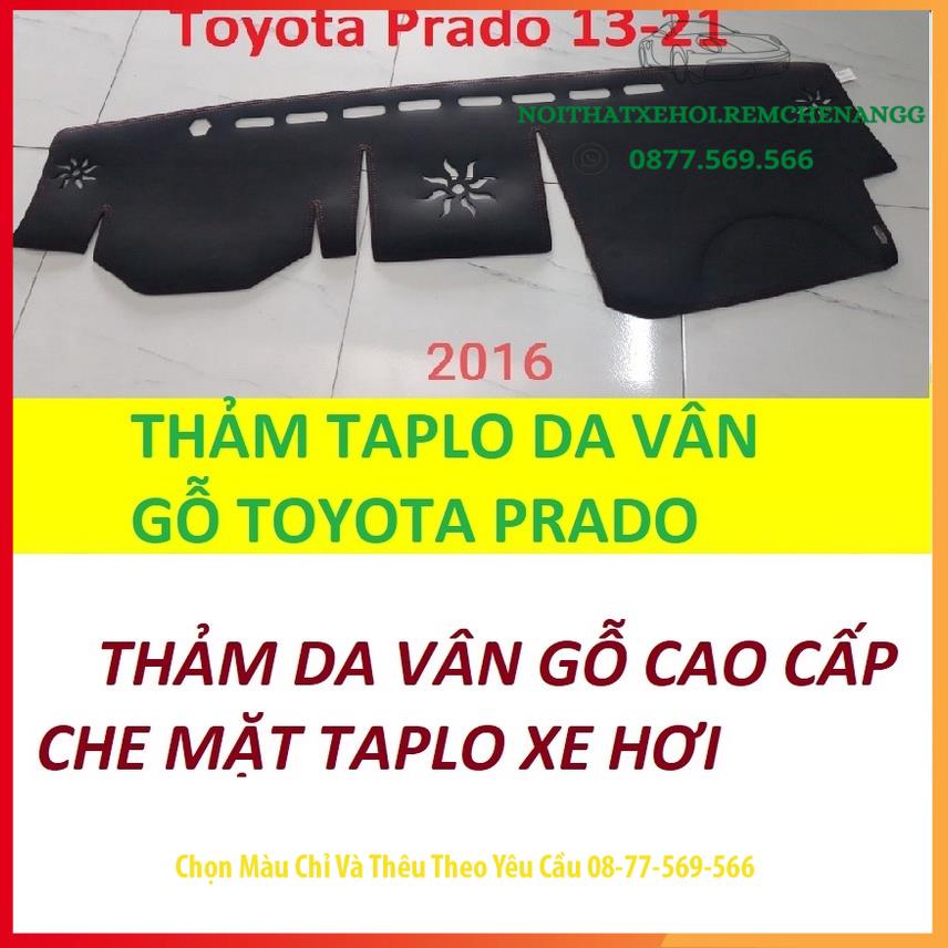 THAM TAPLO TOYOTA PRADO DA VÂN GỖ DA CARBON NHUNG LÔNG CỪU 3 LỚP CÓ CHỐNG TRƯỢT THẢM PHỦ LÓT CHE NẮNG TAPLO