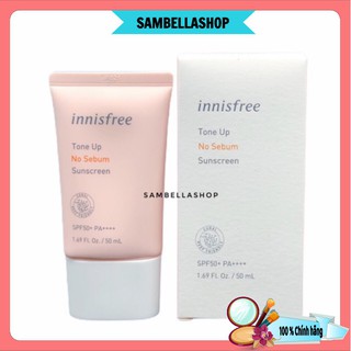 Kem Chống Nắng Kiềm Dầu Nâng Tone Da Trắng Hồng Innisfree No Sebum Tone Up SPF50+ 