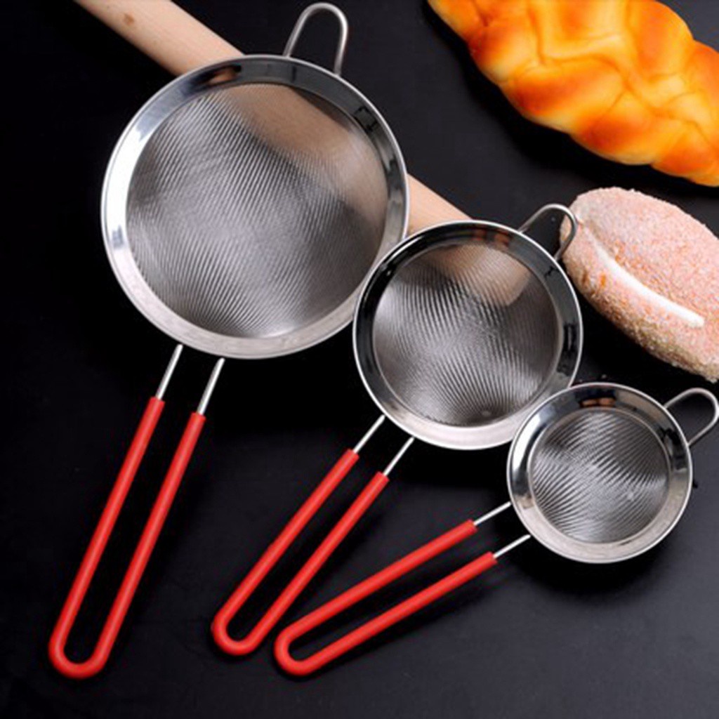 Rây lọc bột hai lớp bằng thép không gỉ + silicon tiện dụng cho nhà bếp